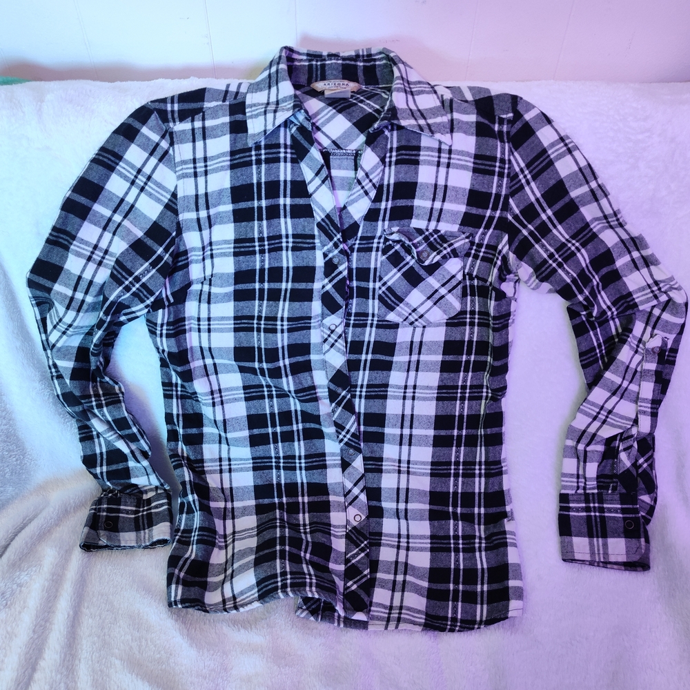Black and White Plaid Women's Shirt
